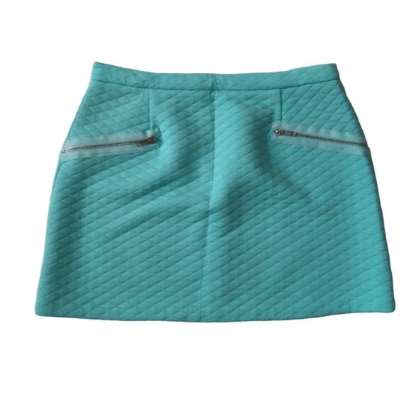 Aqua Bloomingdale's Turquoise Quilted Mid Rise Mini Length Skirt Women's Large - Picture 1 of 12